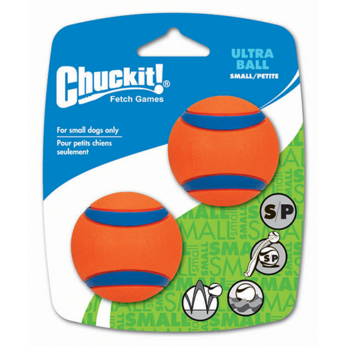 CHUCKIT - Balle petite ULTRA(2). Bêtes Gourmandes, boutique spécialisée en alimentation, éducation et sports attelés à Québec.