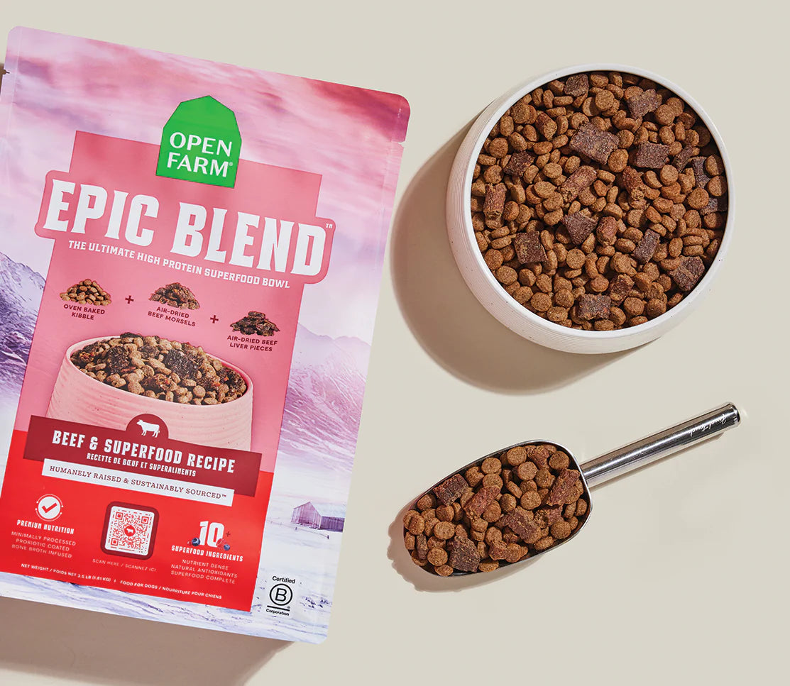 OPEN FARM - Epic Blend boeuf & superaliments. Bêtes Gourmandes, boutique spécialisée alimentation, éducation et sports pour chiens à Québec.