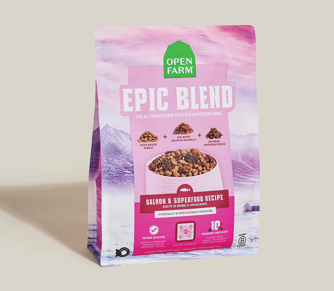 OPEN FARM - Epic Blend saumon & superaliments. Bêtes Gourmandes, boutique spécialisée alimentation, éducation et sports pour chiens à Québec.