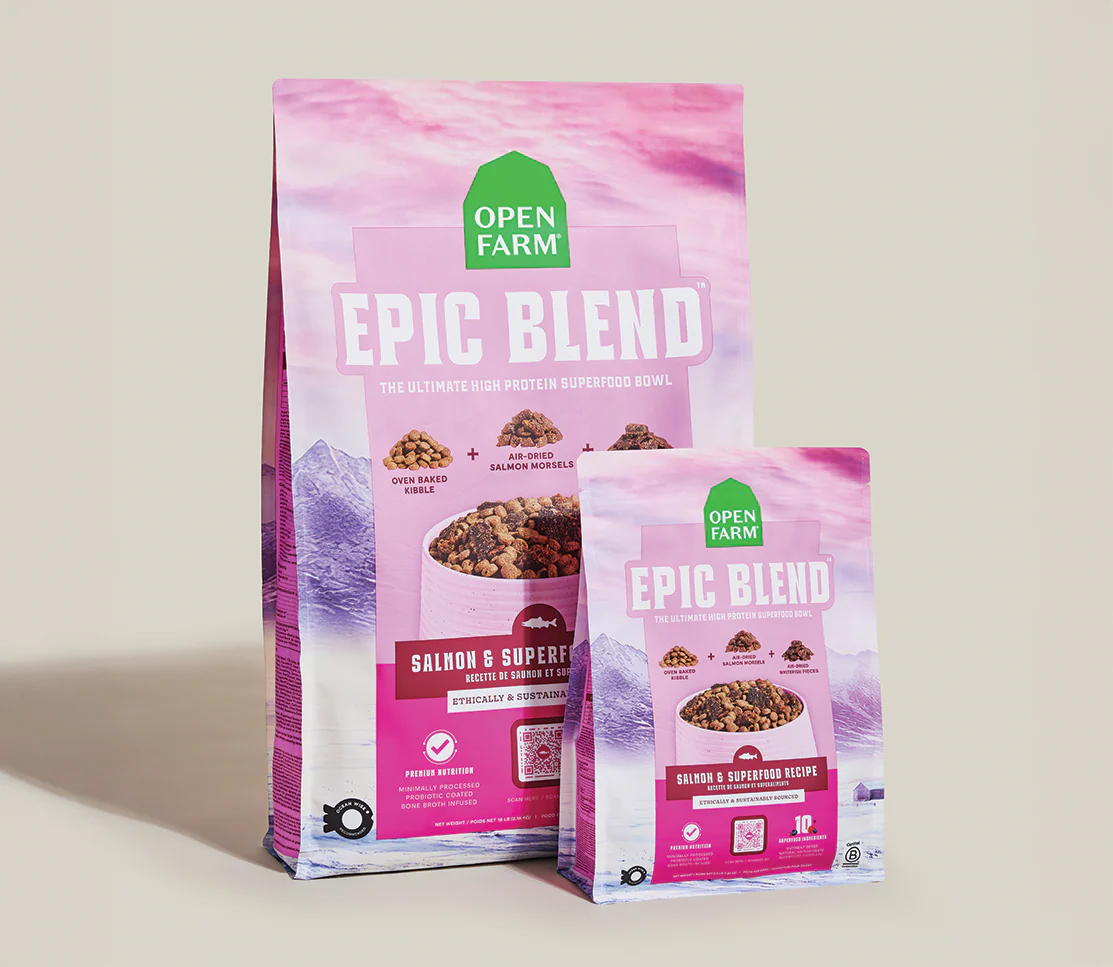 OPEN FARM - Epic Blend saumon & superaliments. Bêtes Gourmandes, boutique spécialisée alimentation, éducation et sports pour chiens à Québec.