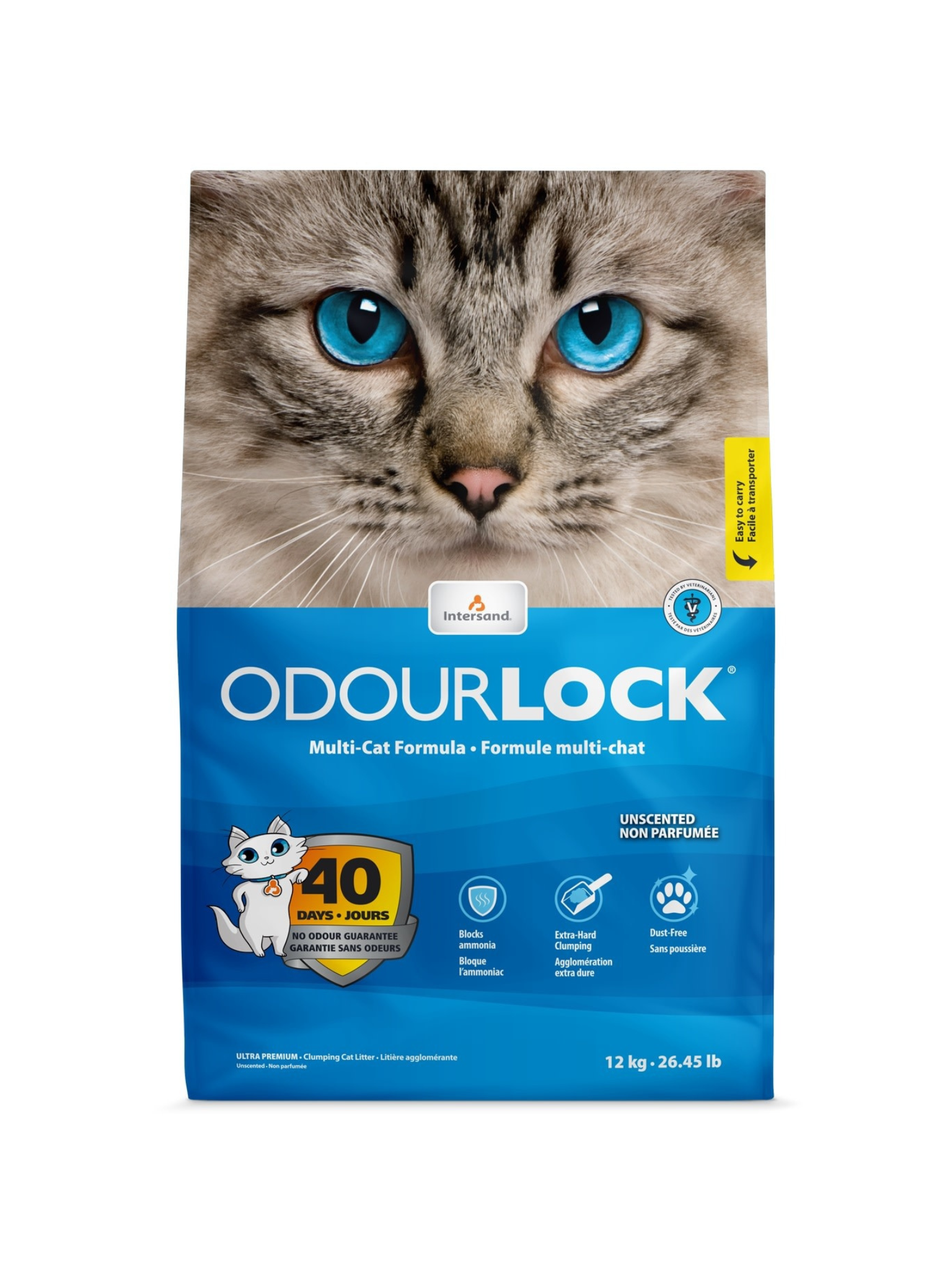 Intersand - Odourlock Litière Agglomérante. Bêtes Gourmandes, spécialiste en nourriture et produits pour chien et chat en ligne et en magasin à Québec.