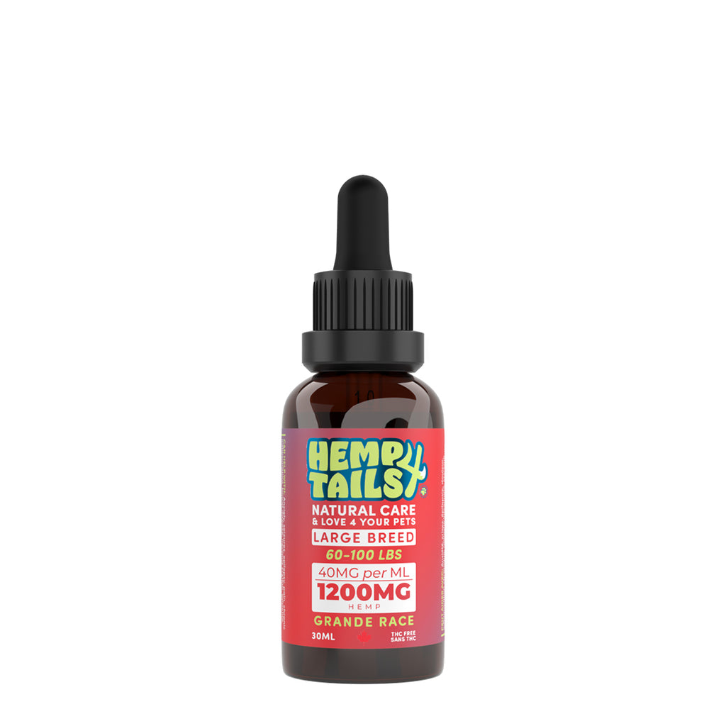 HEMPS4TAILS - Huile de terpènes de chanvre 1200mg pour chiens. Bêtes Gourmandes, boutique spécialisée alimentation, éducation et sports pour chiens à Québec.