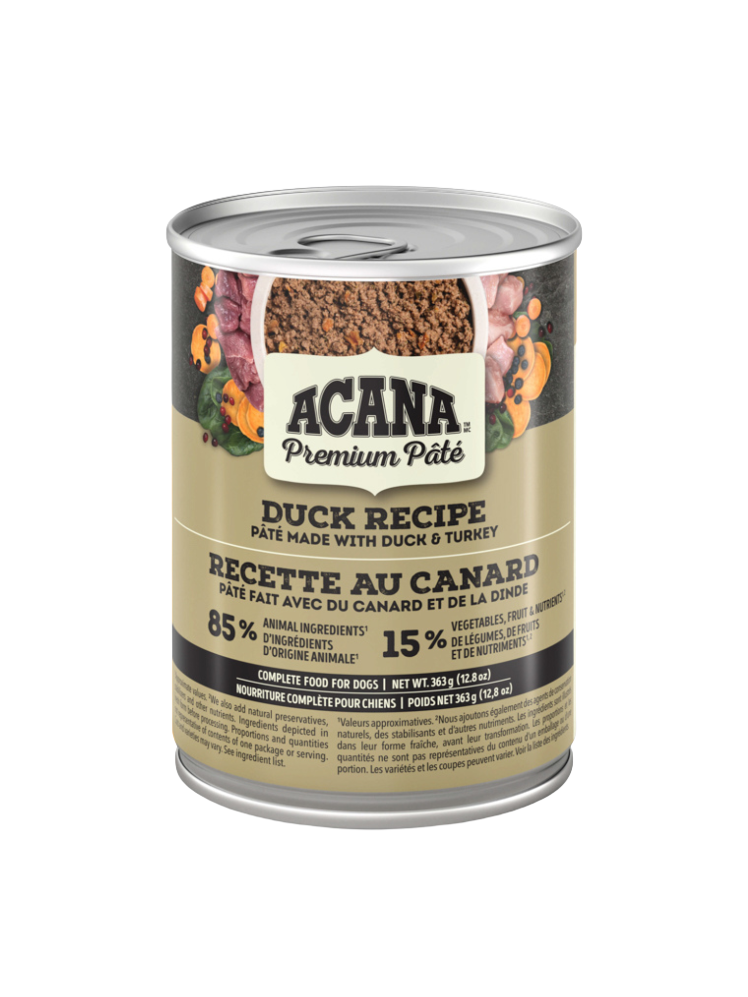 ACANA - Pâté premium canard 363g. Bêtes Gourmandes, boutique spécialisée alimentation, éducation et sports pour chiens à Québec.