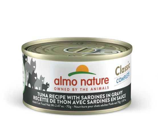 ALMO - Dîner thon avec sardine en sauce 70g. Bêtes Gourmandes, boutique spécialisée alimentation, éducation et sports pour chiens à Québec.