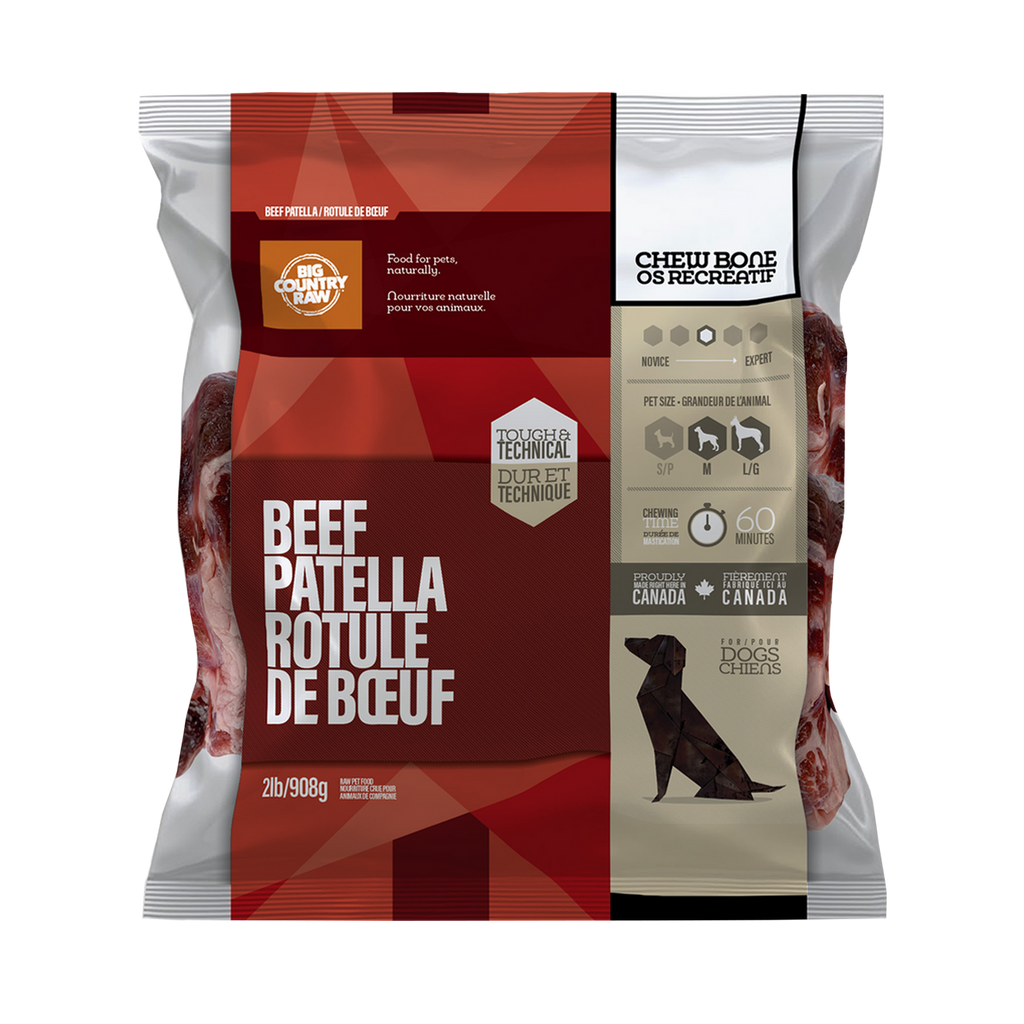 BIG COUNTRY RAW - Rotule de boeuf cru 2lbs. Bêtes Gourmandes, boutique spécialisée alimentation, éducation et sports pour chiens à Québec.