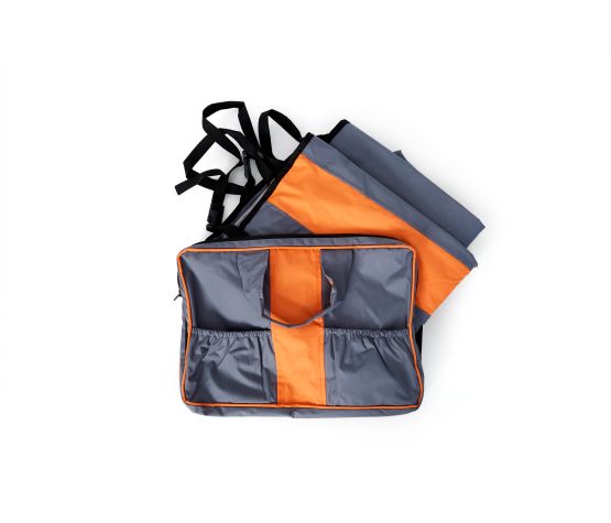 BUD'Z - Housse orange & grise pour voiture. Bêtes Gourmandes, boutique spécialisée alimentation, éducation et sports pour chiens à Québec.