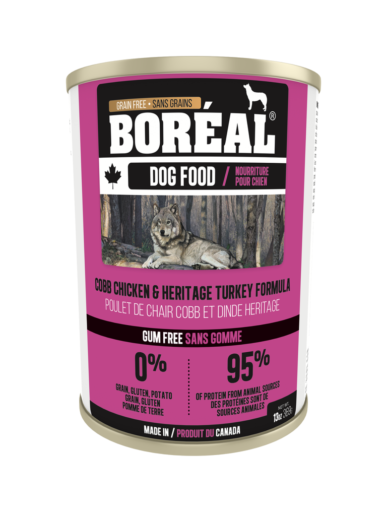 BORÉAL - Nourriture humide pour chien poulet cobb & dinde. Bêtes Gourmandes, boutique spécialisée alimentation, éducation et sports pour chiens à Québec.