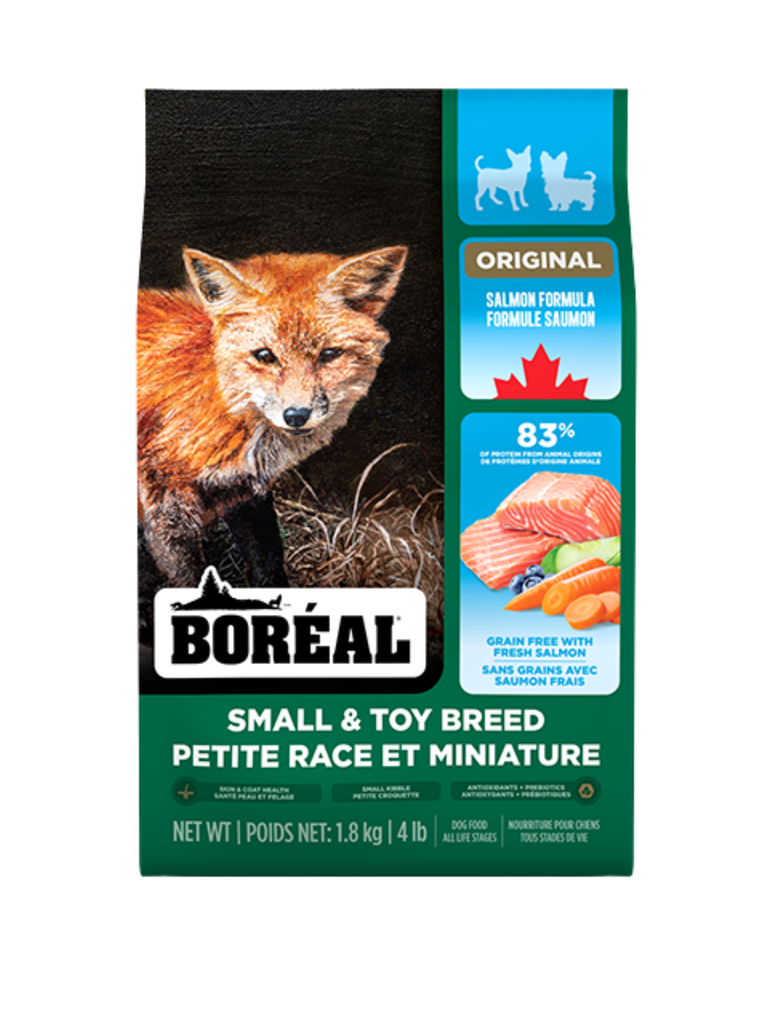 BORÉAL - Recette original au saumon pour petite race 1.8kg. Bêtes Gourmandes, boutique spécialisée alimentation, éducation et sports pour chiens à Québec.