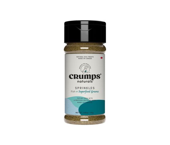 Crumps - Flocons de poisson à saupoudrer. Bêtes Gourmandes, boutique spécialisée alimentation, éducation et sports pour chiens à Québec.