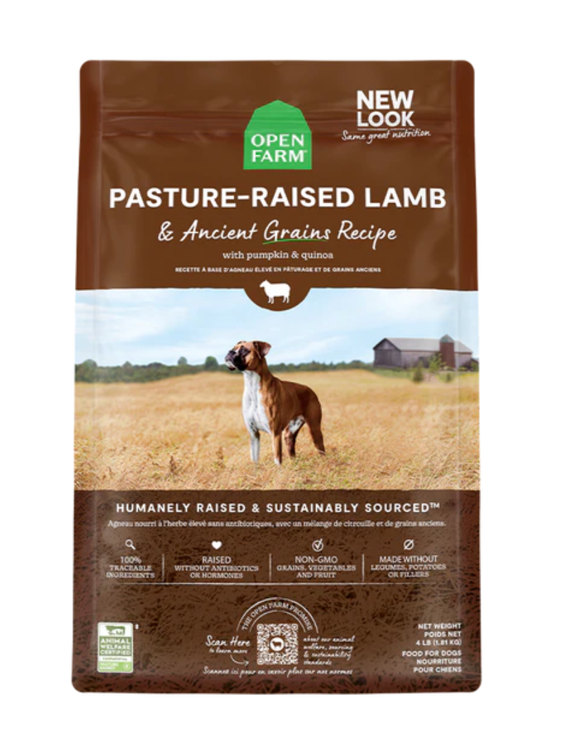 Openfarm - Recette à l'agneau grains anciens pour chien. Bêtes Gourmandes, spécialiste en nourriture et produits pour chien et chat en ligne et en magasin à Québec.