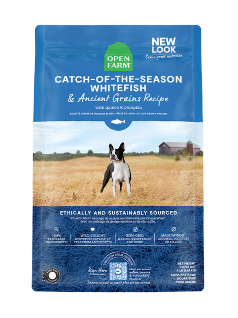 Openfarm - Recette au poisson blanc grains anciens pour chien. Bêtes Gourmandes, spécialiste en nourriture et produits pour chien et chat en ligne et en magasin à Québec.