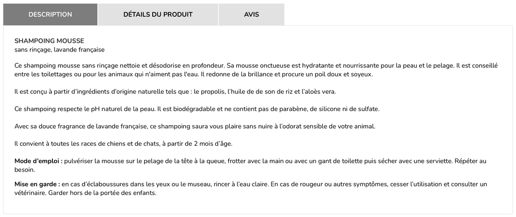 ZANIMO - Shampoing mousse sans rinçage