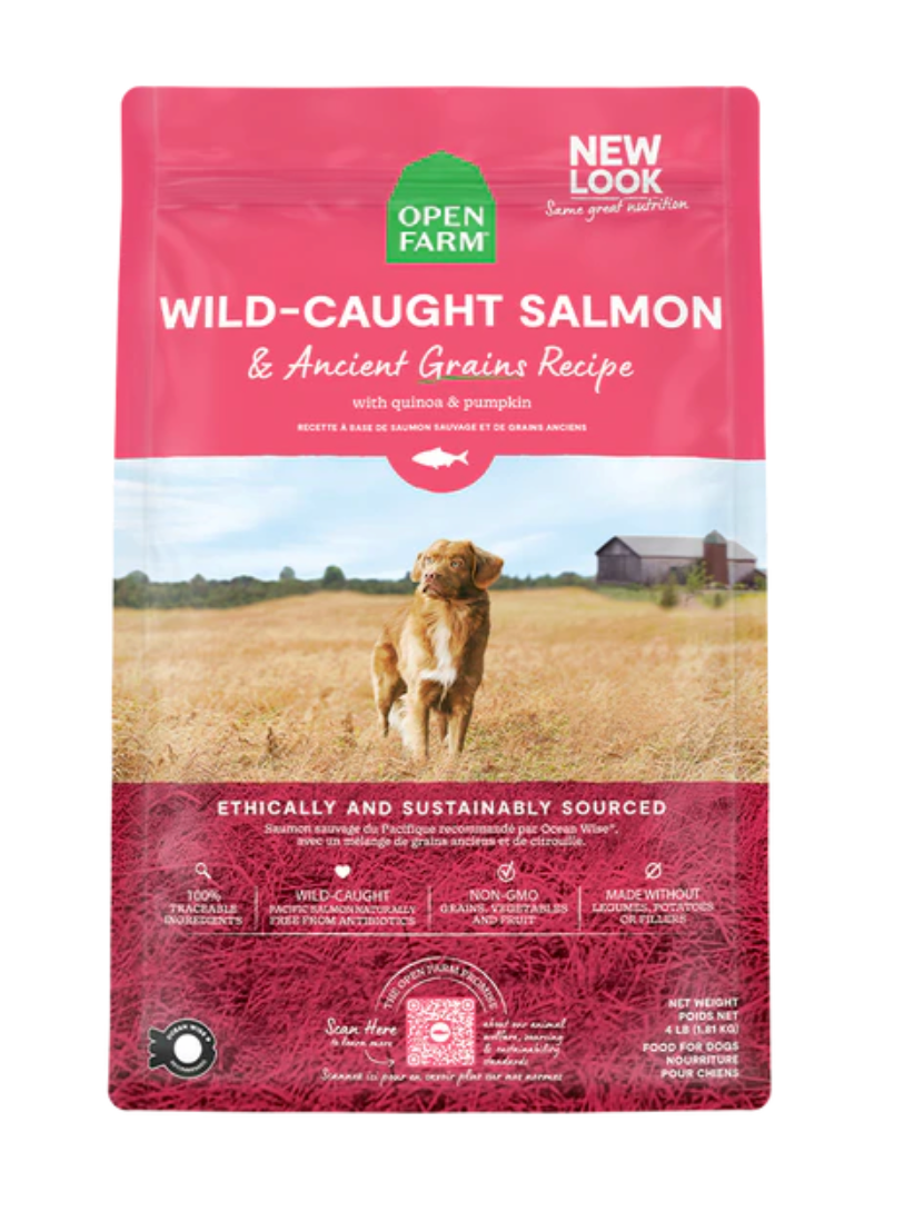 Openfarm - Recette au saumon grains anciens. Bêtes Gourmandes, spécialiste en nourriture et produits pour chien et chat en ligne et en magasin à Québec.
