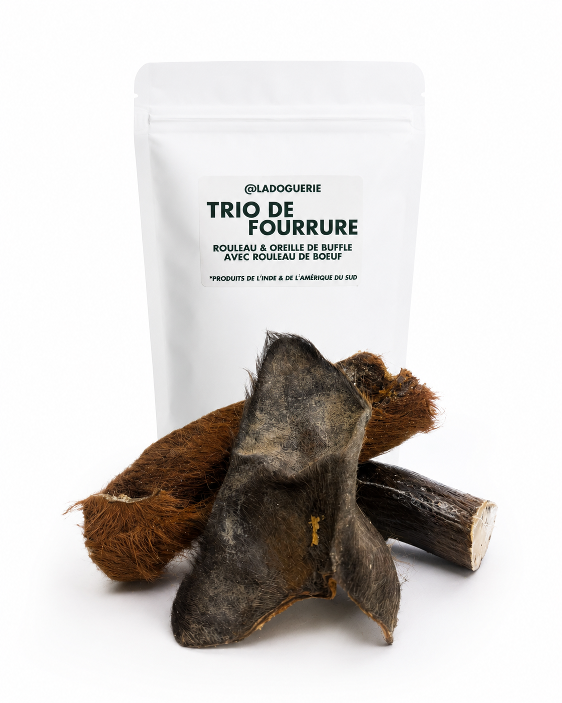 LA DOGUERIE - Trio mastication avec fourrure (buffle & boeuf)