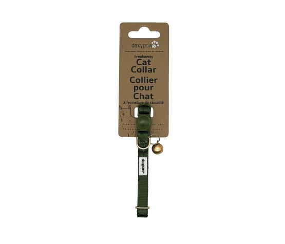 DEXYPAWS - Collier en polyester pour chat vert