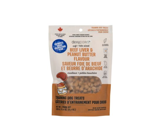 DEXYPAWS - Gâteries d'entrainement foie de boeuf et beurre d'arachides avec probiotiques 11.4 oz