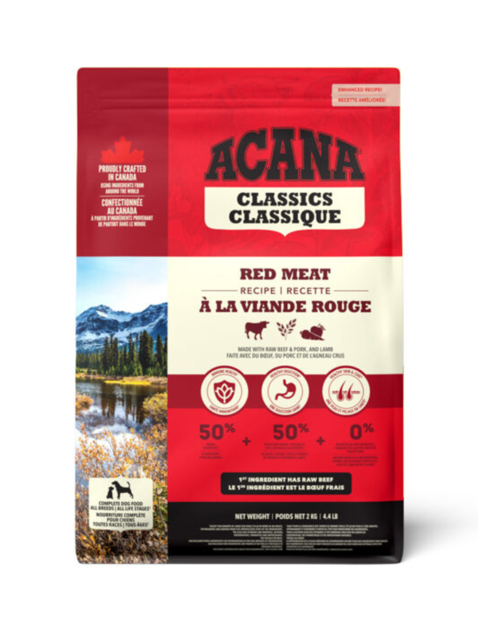 ACANA - Recette classique viande rouge pour chien. Bêtes Gourmandes, boutique spécialisée alimentation, éducation et sports pour chiens à Québec.