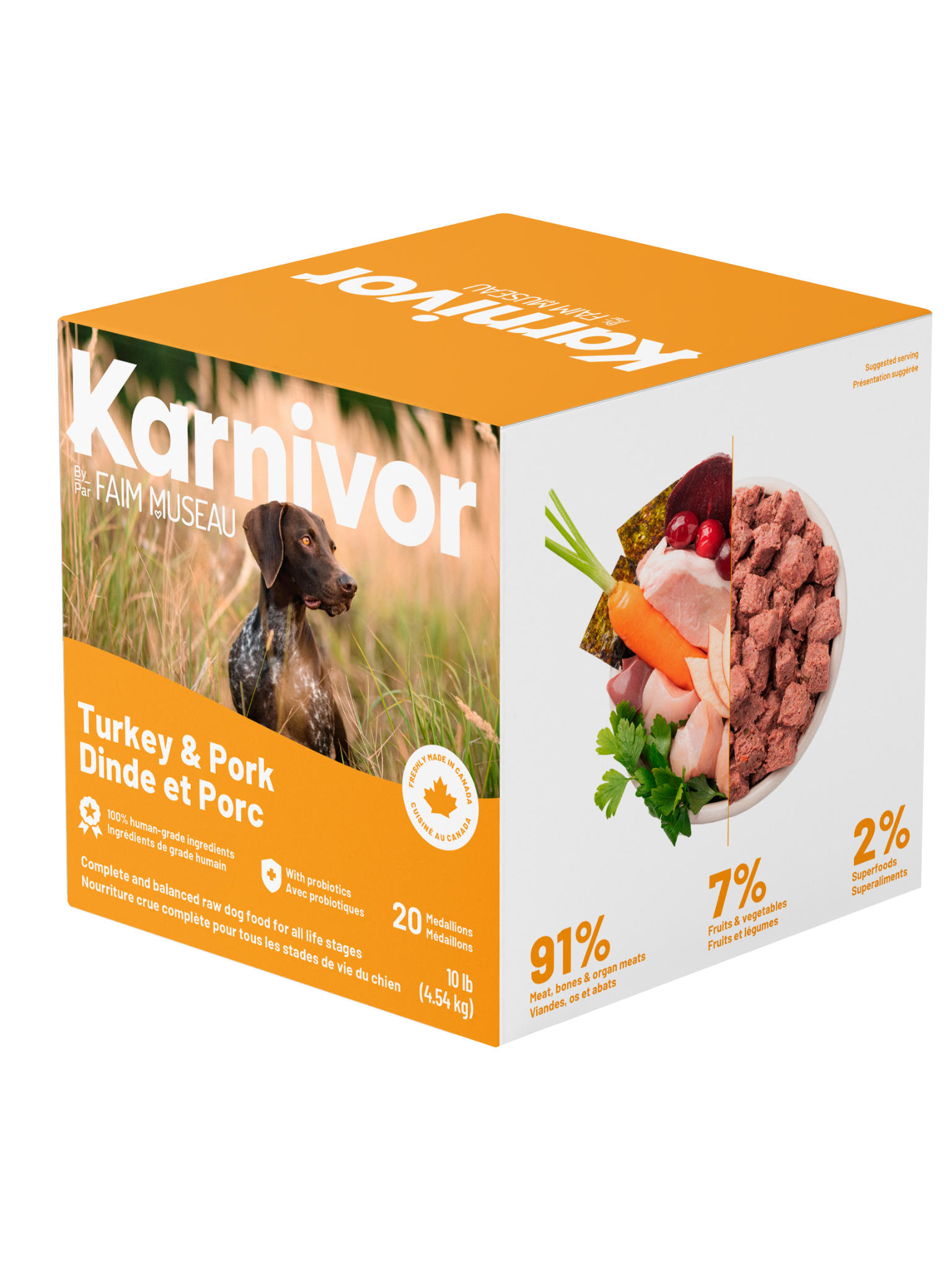KARNIVOR - Recette dinde & porc 10lbs. Bêtes Gourmandes, boutique spécialisée alimentation, éducation et sports pour chiens à Québec.