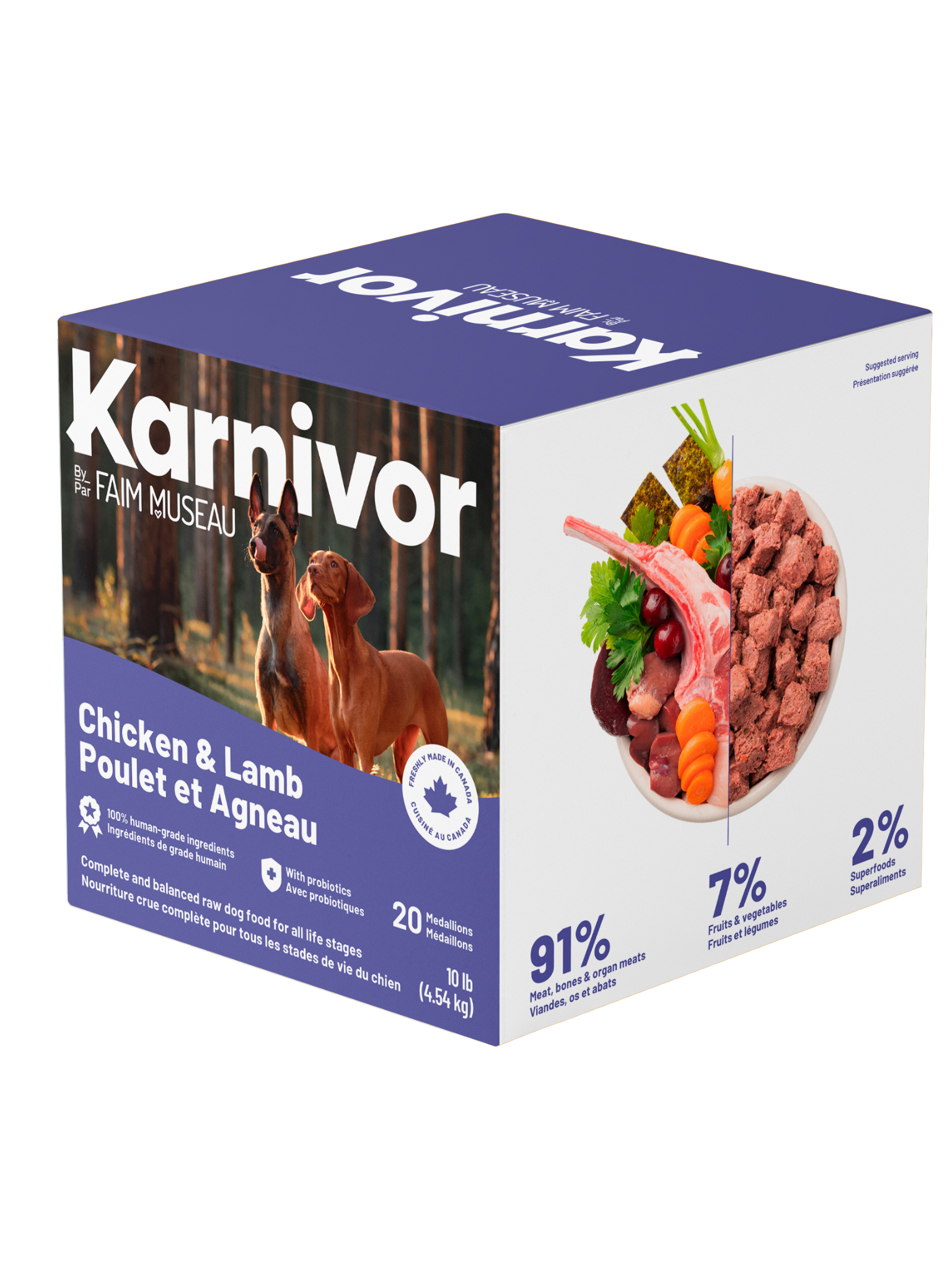 KARNIVOR - Recette poulet & agneau 10lbs. Bêtes Gourmandes, boutique spécialisée alimentation, éducation et sports pour chiens à Québec.