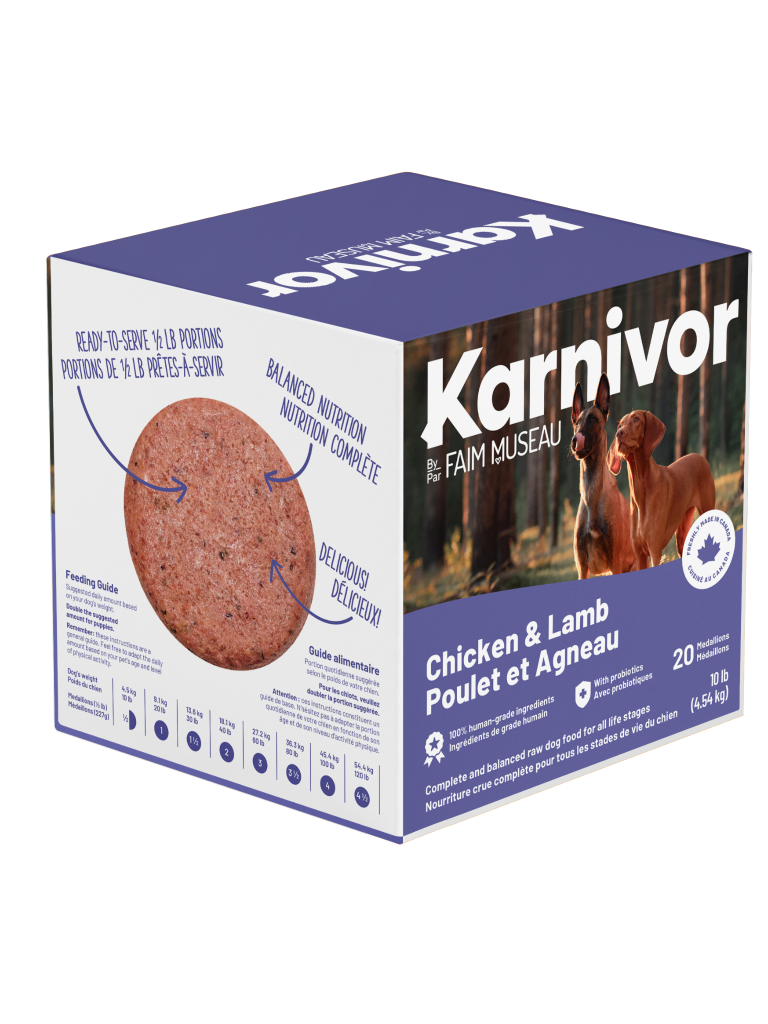 KARNIVOR - Recette poulet & agneau 10lbs. Bêtes Gourmandes, boutique spécialisée alimentation, éducation et sports pour chiens à Québec.