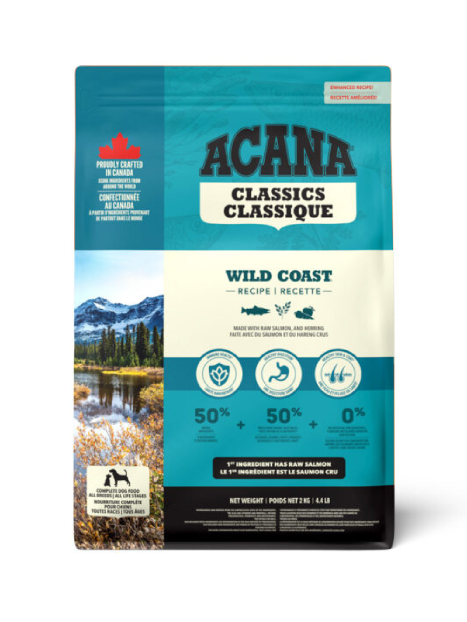 ACANA - Recette classique wild coast pour chien. Bêtes Gourmandes, boutique spécialisée alimentation, éducation et sports pour chiens à Québec.