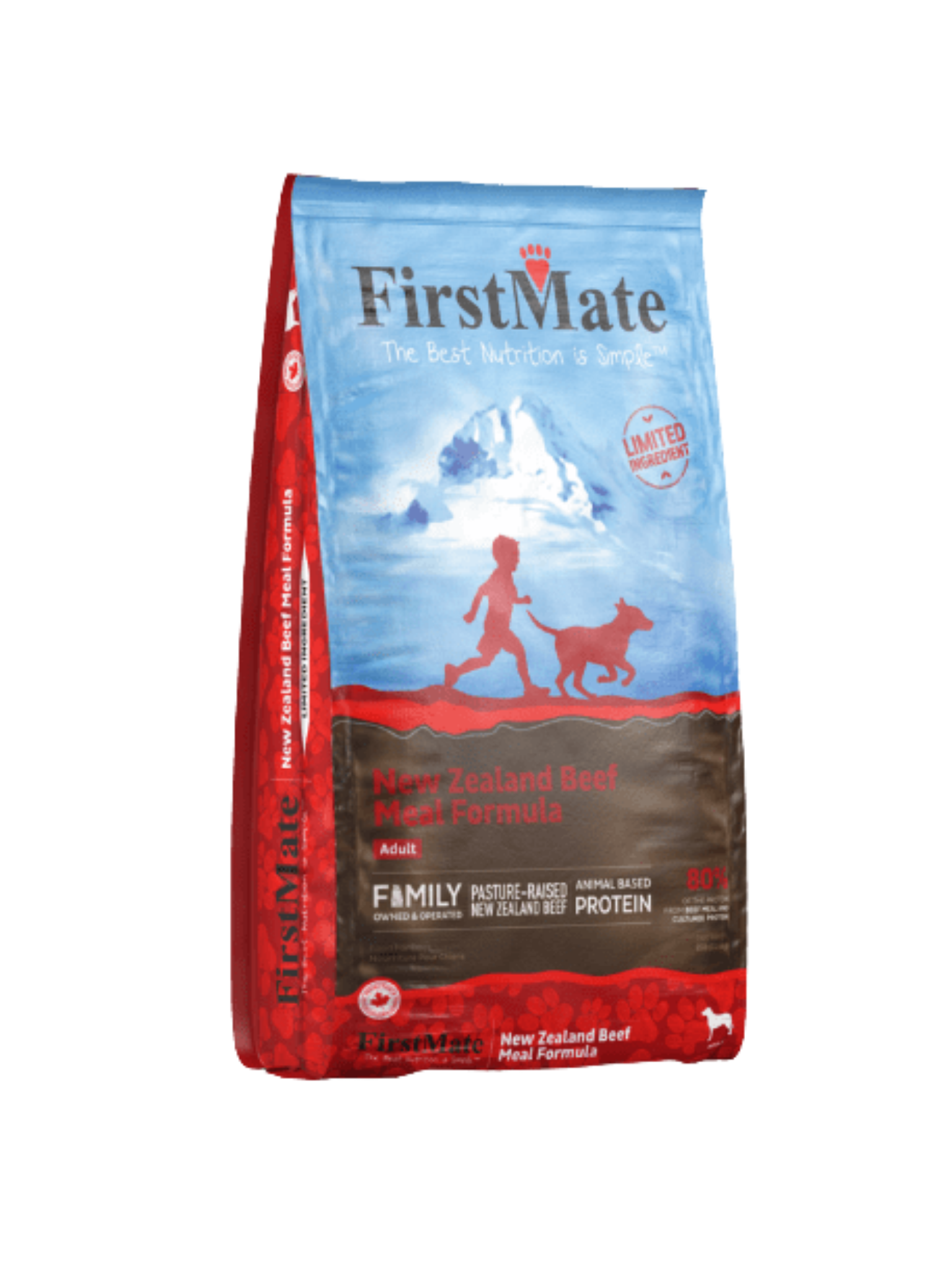 FirstMate's Beef utilise du bœuf néo-zélandais élevé au pâturage sans ajout d'hormones ni d'antibiotiques. Ce régime à ingrédients limités est idéal pour les chiens souffrant d'allergies et de restrictions alimentaires.Bêtes Gourmandes spécialiste en produits et nutrition chiens et chat à Québec.