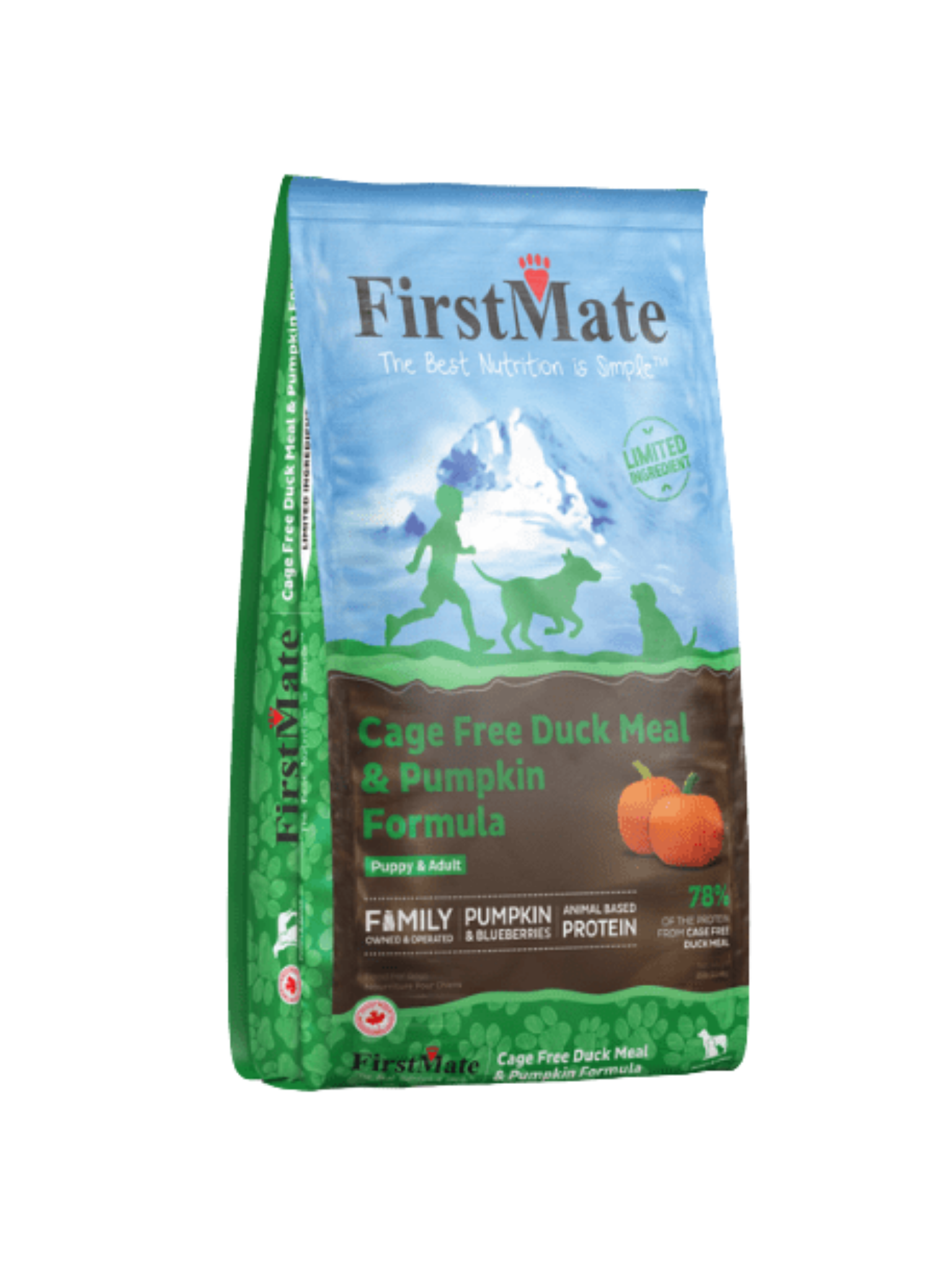 FirstMate s'approvisionne fièrement Cage-Free Duck de France. Le canard, en tant que protéine nouvelle, combinée à la citrouille pour ses bienfaits digestifs, peut aider à traiter les sensibilités alimentaires courantes que les parents d'animaux de compagnie en sont venu à apprécier de FirstMate. Bêtes Gourmandes spécialiste en produits et nutrition pour chien et chat à Québec.