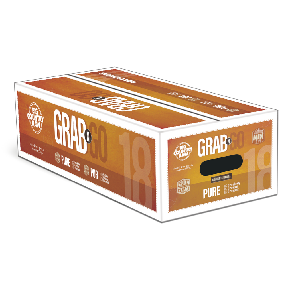 BIG COUNTRY RAW - Grab n Go pure 18lbs. Bêtes Gourmandes, boutique spécialisée alimentation, éducation et sports pour chien à Québec.