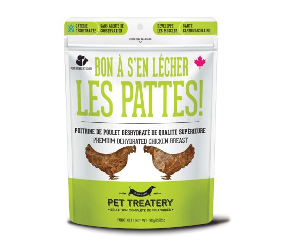 GRANVILLE - Gâterie de poitrine de poulet déshydratée pour chien et chat 80g. Bêtes Gourmandes, boutique spécialisée alimentation, éducation et sports pour chiens à Québec.