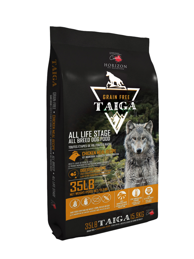 Horizon - Taiga Sans Grains Au Poulet Chien 15.9 Kg. Bêtes Gourmandes, spécialiste en nourriture et produits pour chien et chat en ligne et en magasin à Québec.