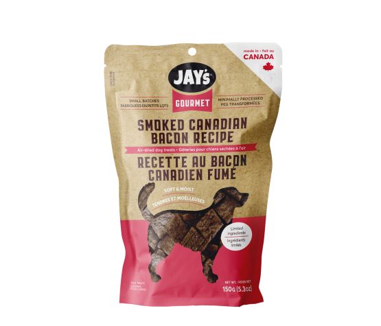 JAY'S - Gourmet gâterie bacon & fromage pour chien. Bêtes Gourmandes, boutique spécialisée alimentation, éducation et sports pour chiens à Québec.