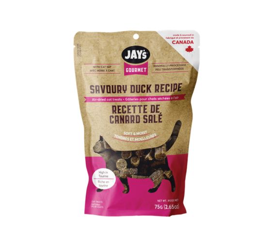 JAY'S - Gâterie tendre au canard pour chat. Bêtes Gourmandes, boutique spécialisée alimentation, éducation et sports pour chiens à Québec.