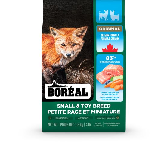 BORÉAL - Recette original au saumon pour petite race 1.8kg. Bêtes Gourmandes, boutique spécialisée alimentation, éducation et sports pour chiens à Québec.