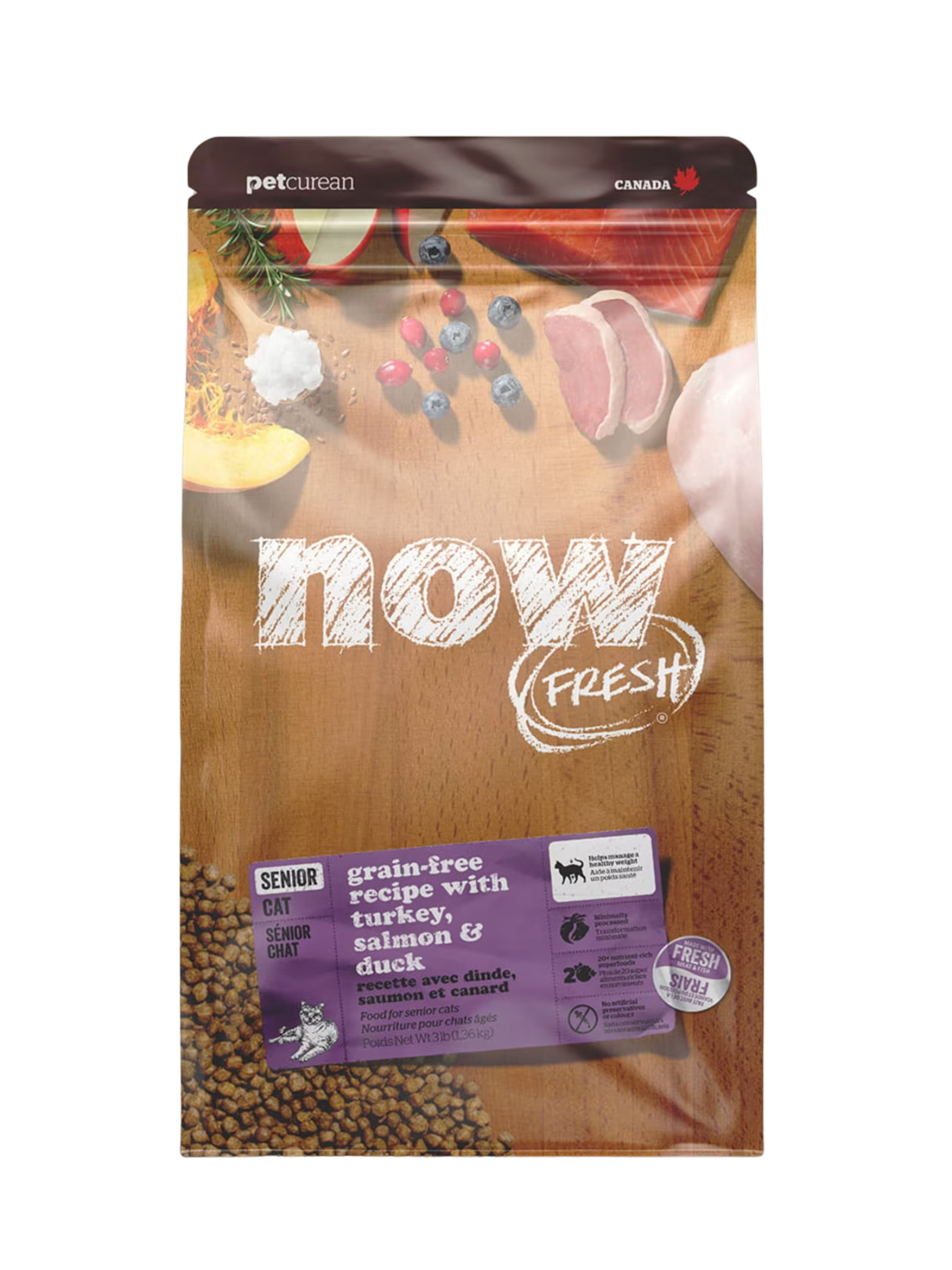 Now Fresh - Sans Grains Dinde, Saumon, Canard Chat Sénior. Bêtes Gourmandes, spécialiste en nourriture et produits pour chien et chat en ligne et en magasin à Québec.