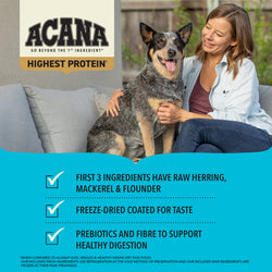 ACANA - Haute en protéine, Pacifica 11.4 kg. Bêtes Gourmandes, boutique spécialisée alimentation, éducation et sports pour chiens à Québec.