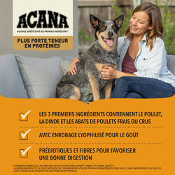 ACANA - Haute en protéine, Wild Prairie 11.4kg. Bêtes Gourmandes, boutique spécialisée alimentation, éducation et sports pour chiens à Québec.