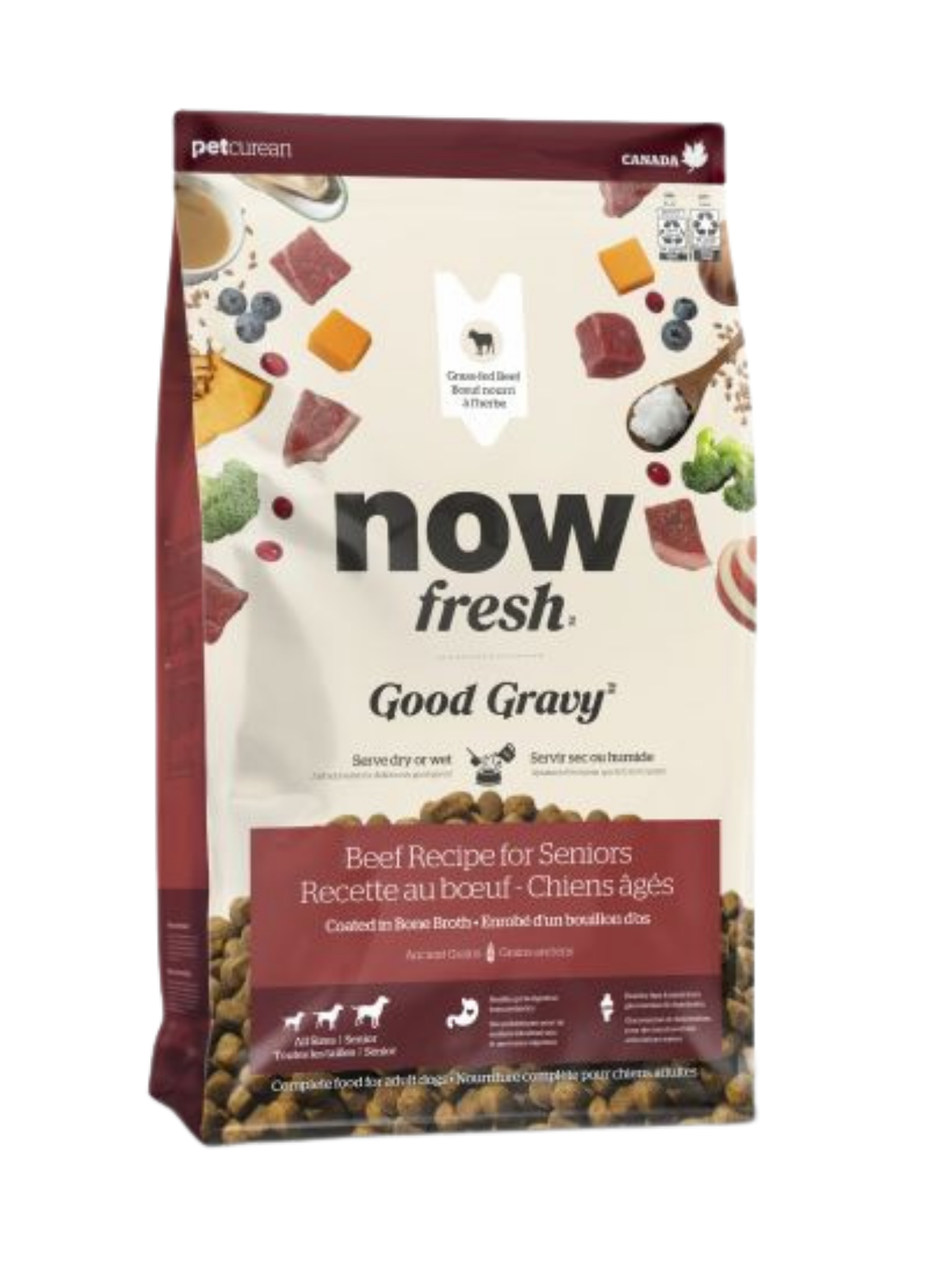 NOW FRESH - Good Gravy sénior boeuf & grains anciens pour chien. Bêtes Gourmandes, boutique spécialisée alimentation, éducation et sports pour chiens à Québec.
