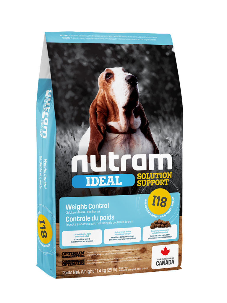 (I18) Nutram - Poulet Contrôle Du Poids Chien Adulte. Bêtes Gourmandes, spécialiste en nourriture et produits pour chien et chat en ligne et en magasin à Québec.