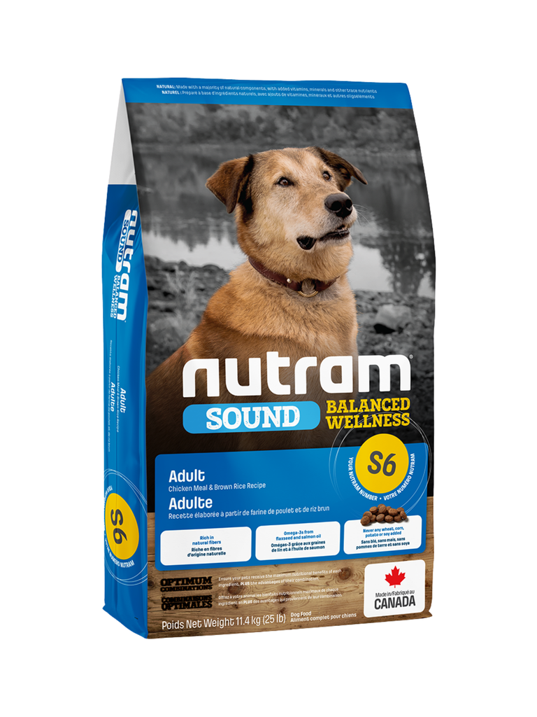 (S6) Nutram - Équilibré Poulet Riz Brun Chien Adulte. Bêtes Gourmandes, spécialiste en nourriture et produits pour chien et chat en ligne et en magasin à Québec