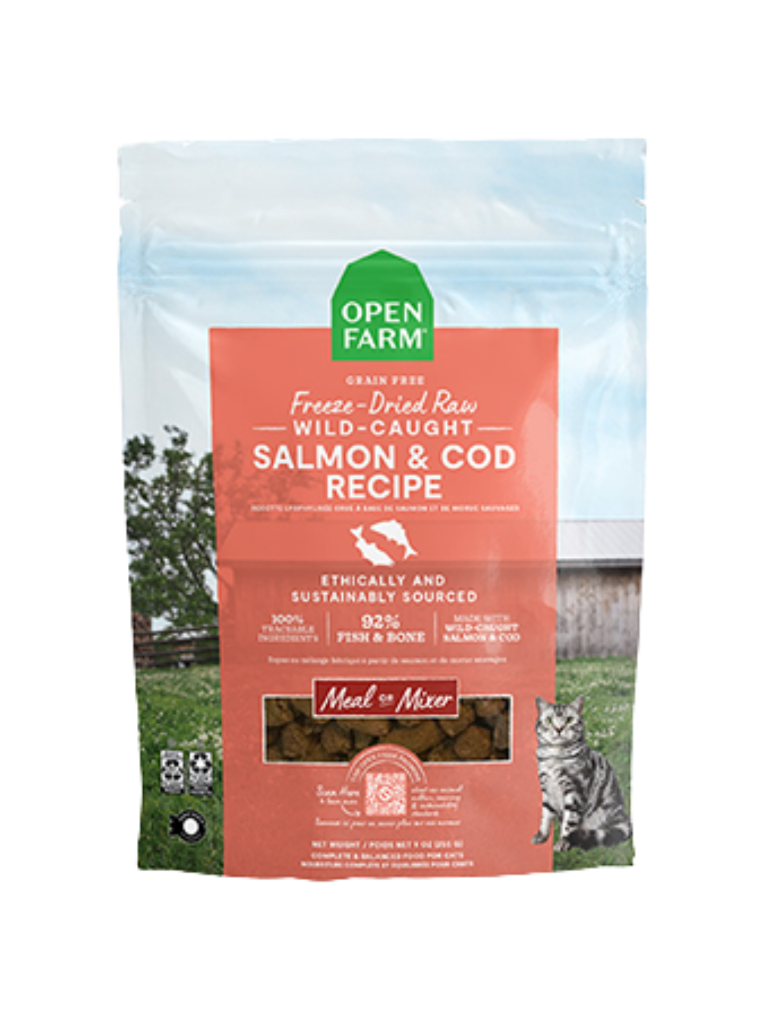 OPEN FARM - Morceaux de lyophilisé morue et saumon pour chat