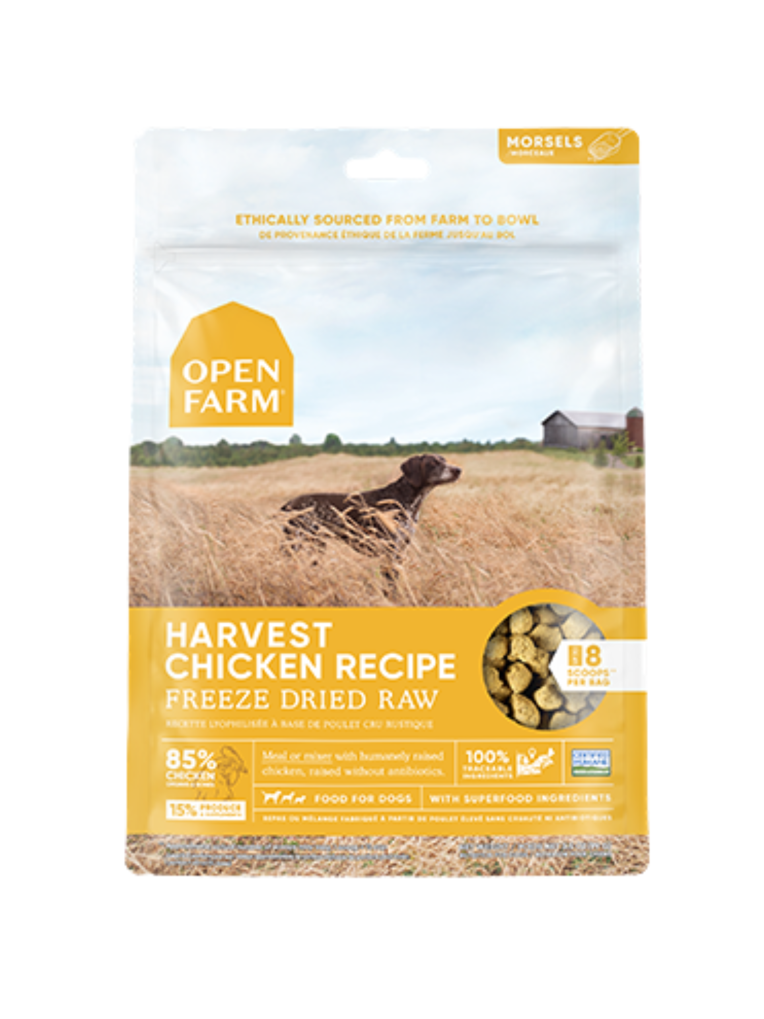 Openfarm - Recette de poulet lyophilisée 3.5Oz. Bêtes Gourmandes, spécialiste en nourriture et produits pour chien et chat en ligne et en magasin à Québec.