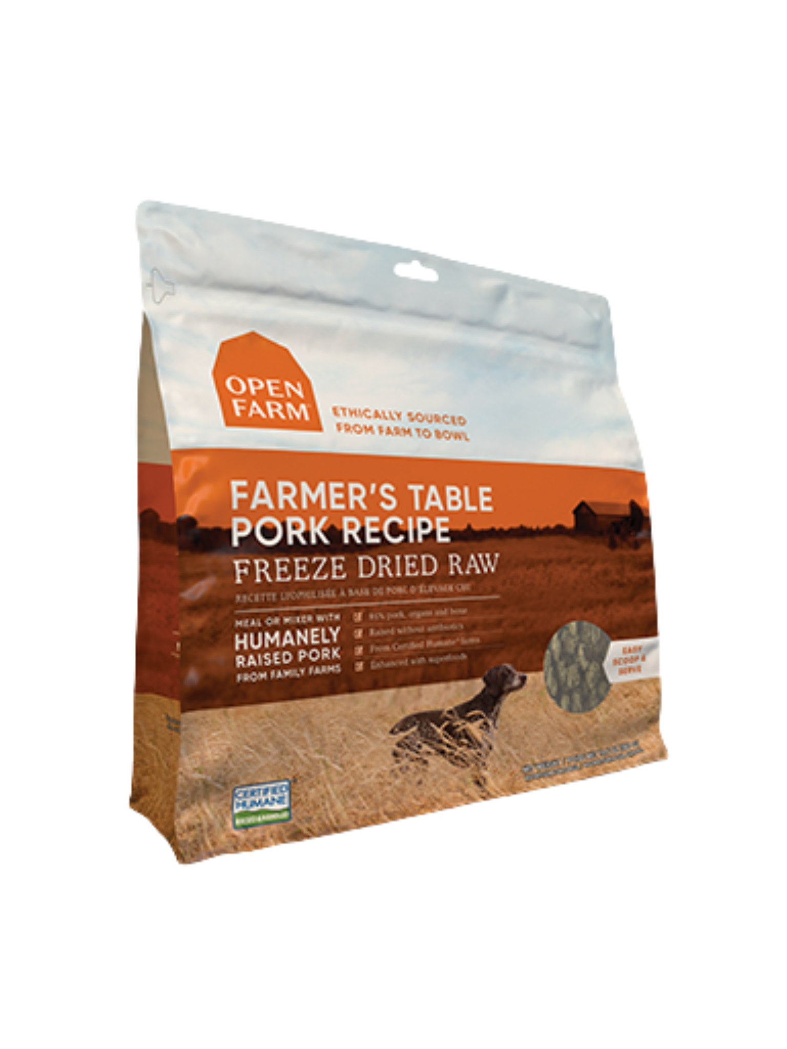 OPEN FARM - Morceaux de porc lyophilisés 13.5 oz. Bêtes Gourmandes spécialiste en nutrition pour chien et chat et comportement canin à Québec.