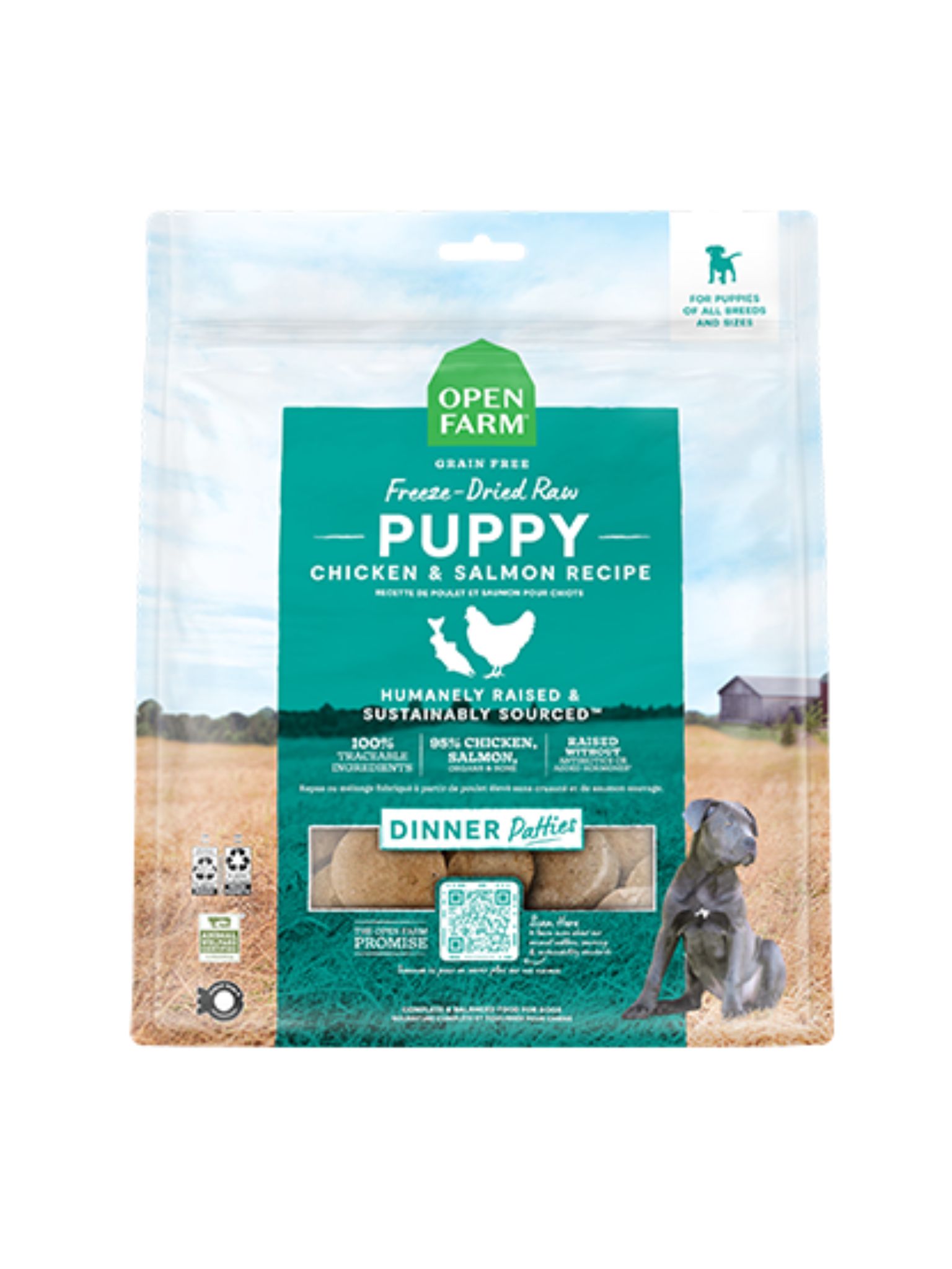 OPENFARM - Lyophilisée chiot poulet saumon. Bêtes Gourmandes, boutique spécialisée en alimentation, éducation et sports attelés à Québec.