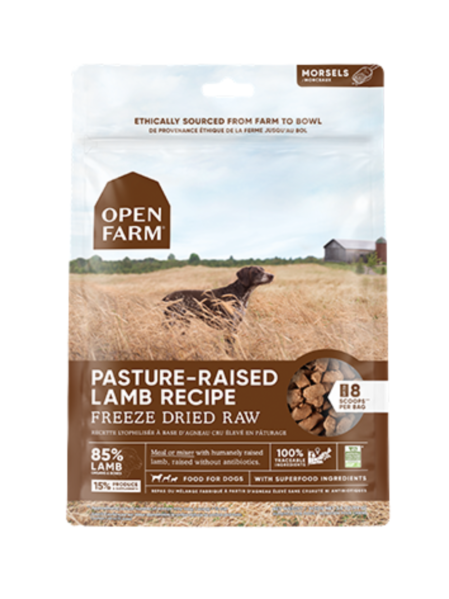 OPEN FARM - Morceaux d'agneau lyophilisée 3.5 Oz. Bêtes Gourmandes, spécialiste en nourriture et produits pour chien et chat en ligne et en magasin à Québec.