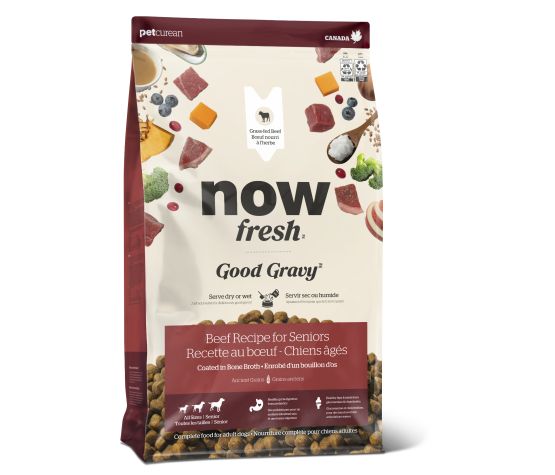 NOW FRESH - Good Gravy sénior boeuf & grains anciens pour chien. Bêtes Gourmandes, boutique spécialisée alimentation, éducation et sports pour chiens à Québec.