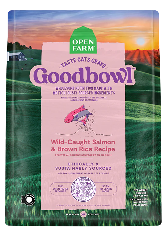 OPENFARM - Goodbowl chat saumon riz brun. Bêtes Gourmandes, boutique spécialisée alimentation, éducation et sports pour chiens à Québec.
