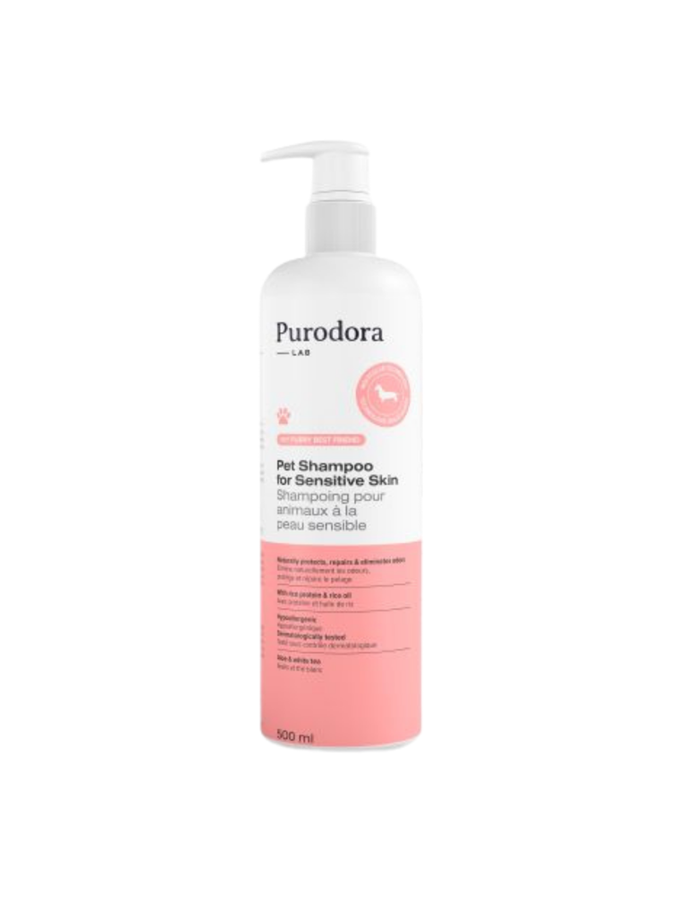 Purodora Lab - Shampoing Hypoallergène Pour Peaux Sensibles 500Ml. Bêtes Gourmandes, spécialiste en nourriture et produits pour chien et chat en ligne et en magasin à Québec.