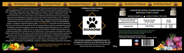 Supplément antidiarrhéique pour les chiens. Bêtes Gourmandes, boutique spécialisée en alimentation, éducation et sports attelés à Québec.