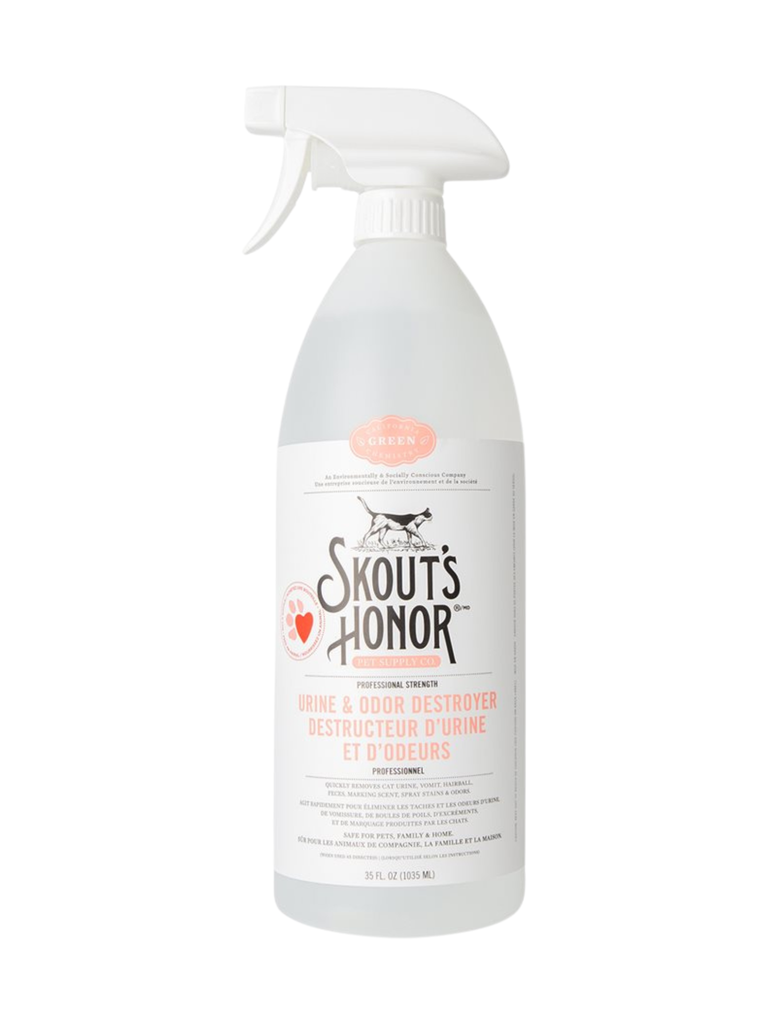 SKOUT'S HONOR - Neutralisant d'odeur d'urine (chat). Bêtes Gourmandes, boutique spécialisée alimentation, éducation et sports pour chiens à Québec.