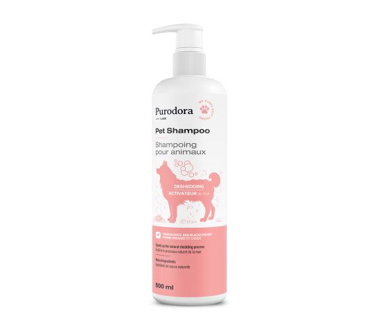 PURODORA - Shampoing activateur de mue pour chien 500ml. Bêtes Gourmandes, boutique spécialisée alimentation, éducation et sports pour chiens à Québec.